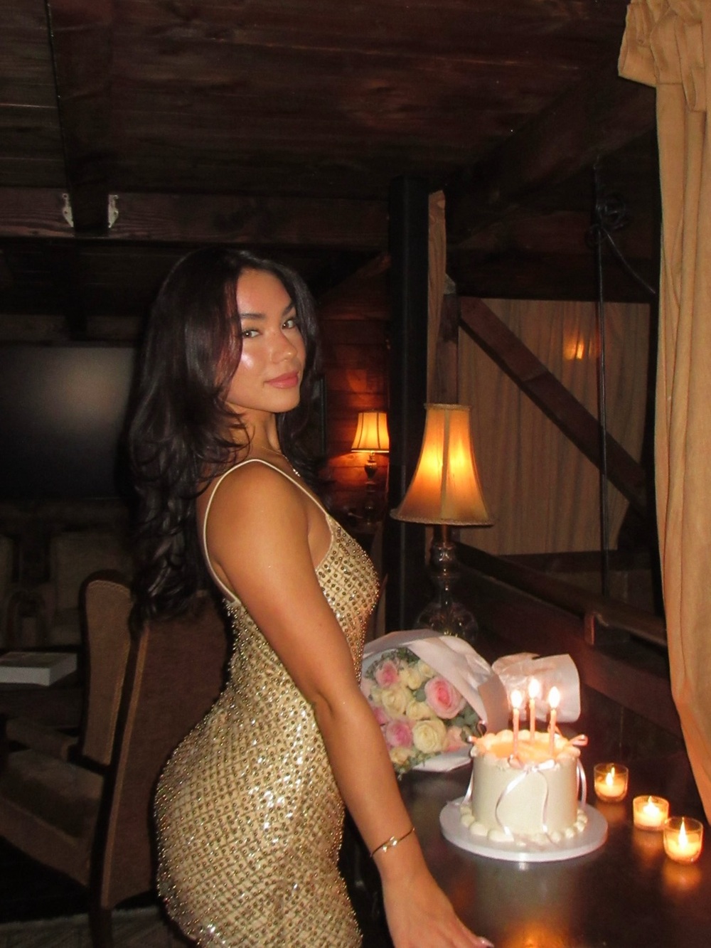 Oh Polly Champagne/Gold Sequin Dress - Picture 3 of 6